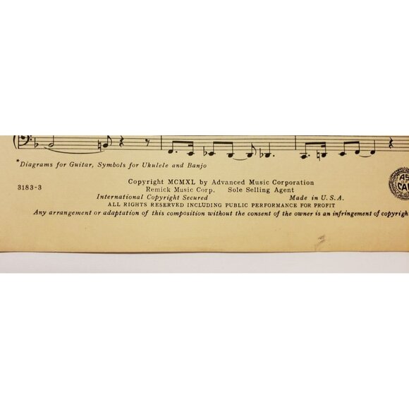 Sheet Music- Five O'Clock Whistle © 1940 by  Josef Myrow Kim Gannon Gene Irwin - Picture 4 of 4